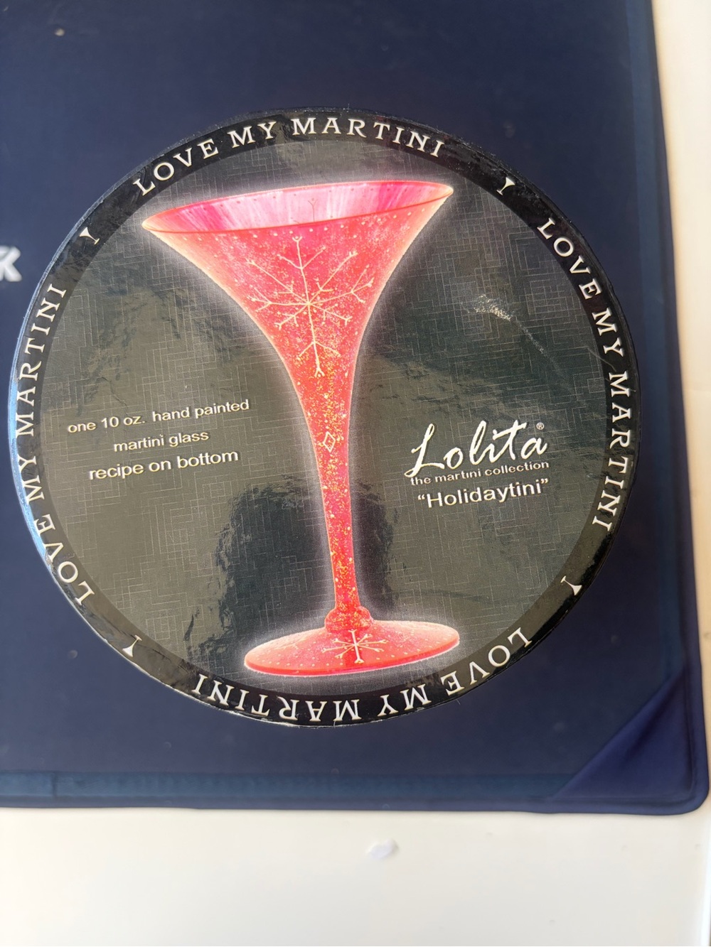Lolita Red Martini Glass with Gold Snowflake Accents Holidaytini